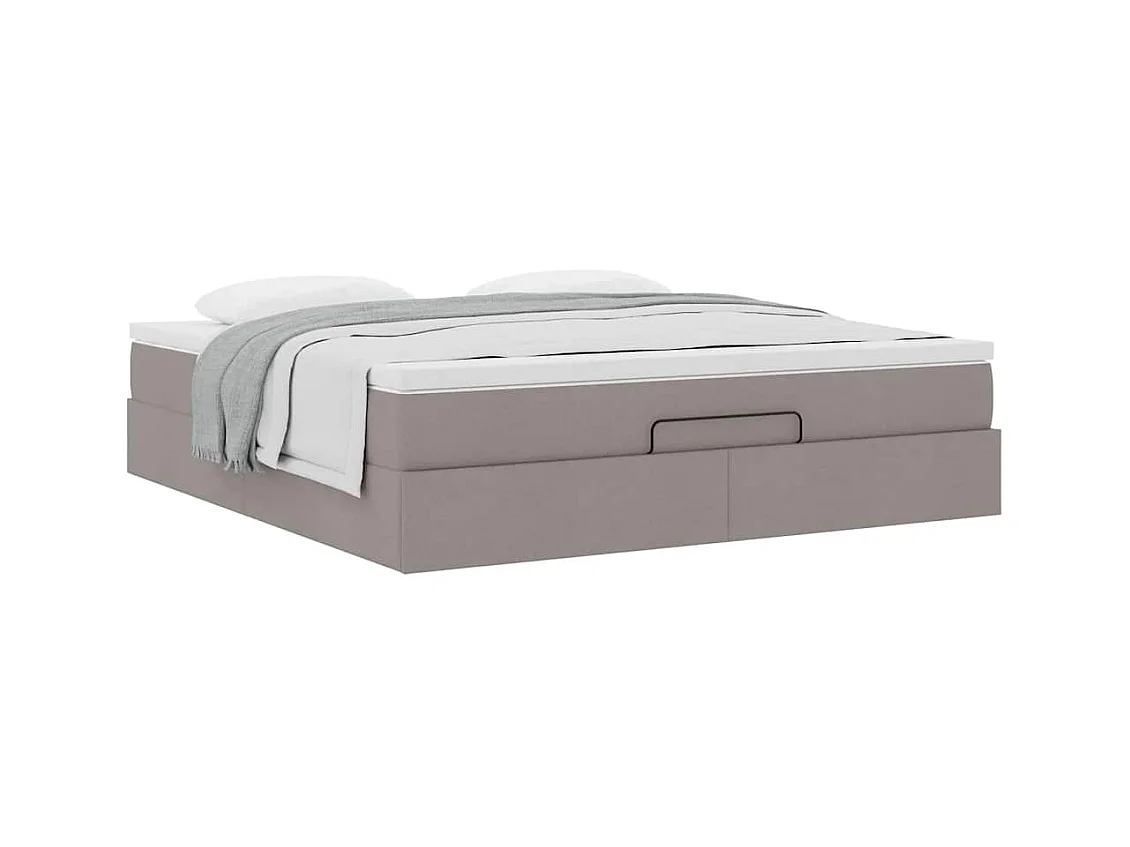 Cadre de lit ottoman avec matelas taupe 180x200 cm tissu