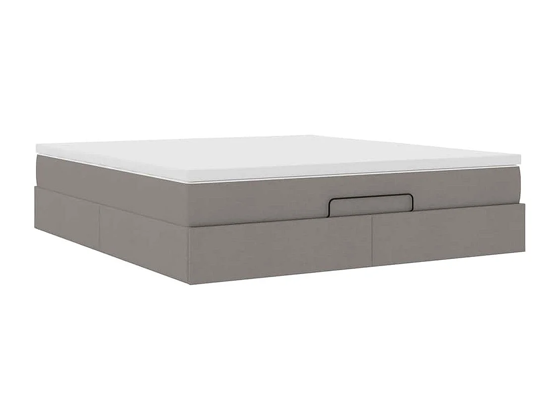 Cadre de lit ottoman avec matelas taupe 180x200 cm tissu