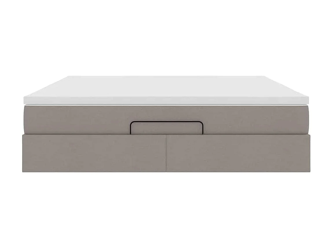 Cadre de lit ottoman avec matelas taupe 180x200 cm tissu