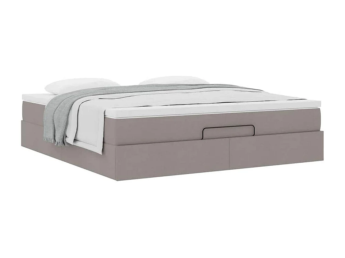 Cadre de lit ottoman avec matelas taupe 180x200 cm tissu