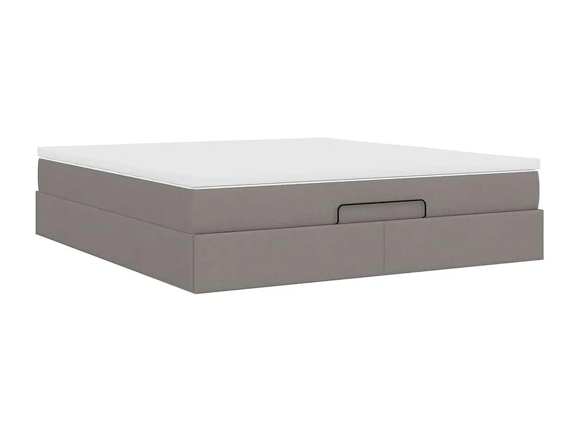 Cadre de lit ottoman avec matelas taupe 180x200 cm tissu