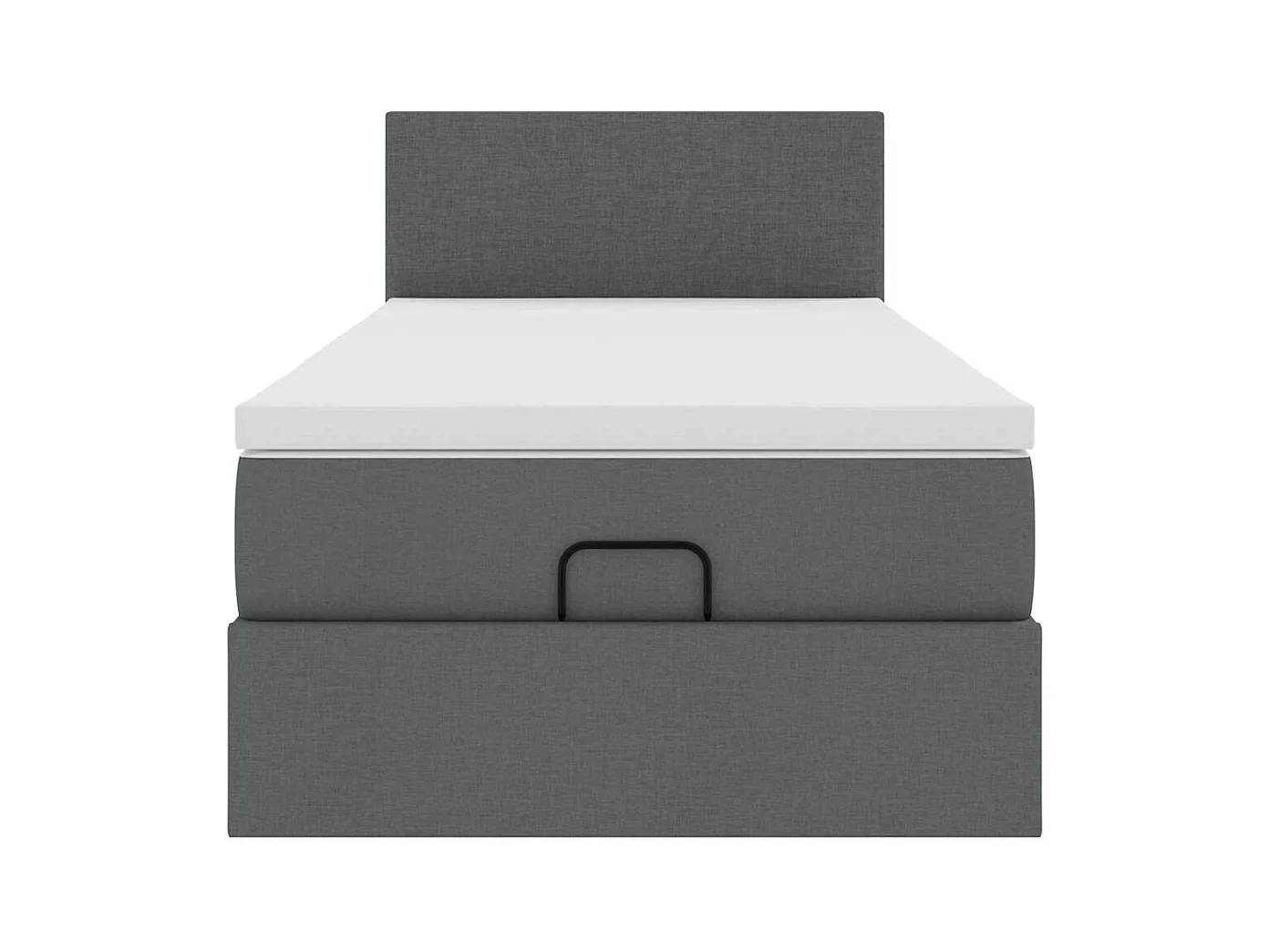 Cadre de lit ottoman avec matelas gris foncé 90x190 cm tissu