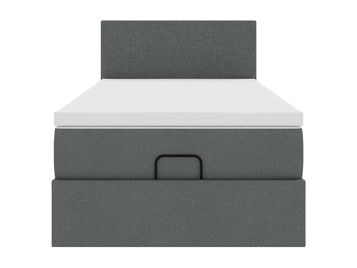 Cadre de lit ottoman avec matelas gris foncé 90x190 cm tissu
