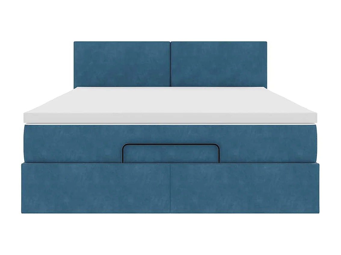 Ottoman bed met matras en LED's 140x190cm fluweel donkerblauw