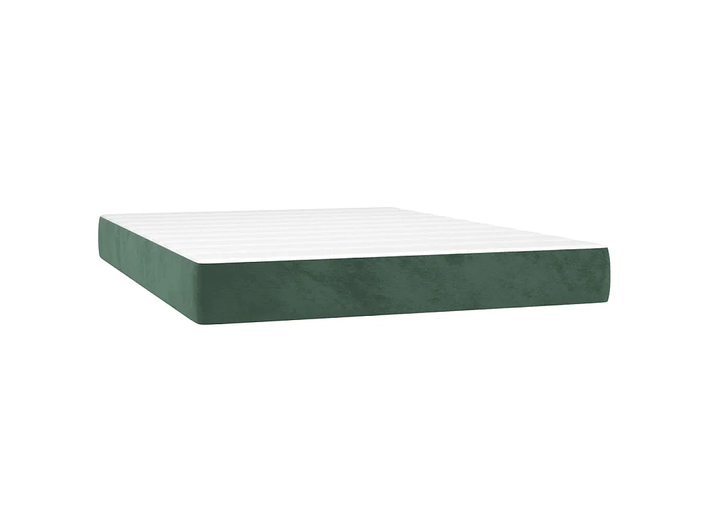 Sommier à lattes de lit et matelas Vert foncé 140x190cm Velours