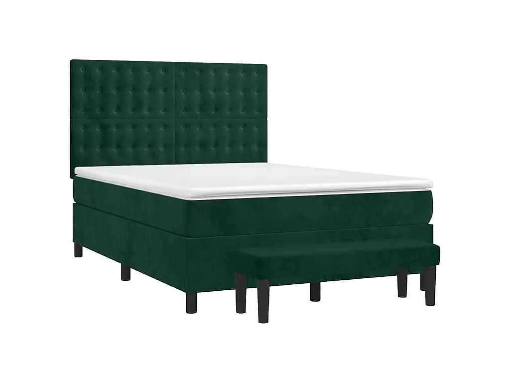 Boxspringbett mit Matratze Dunkelgrün 140x190 cm Samt