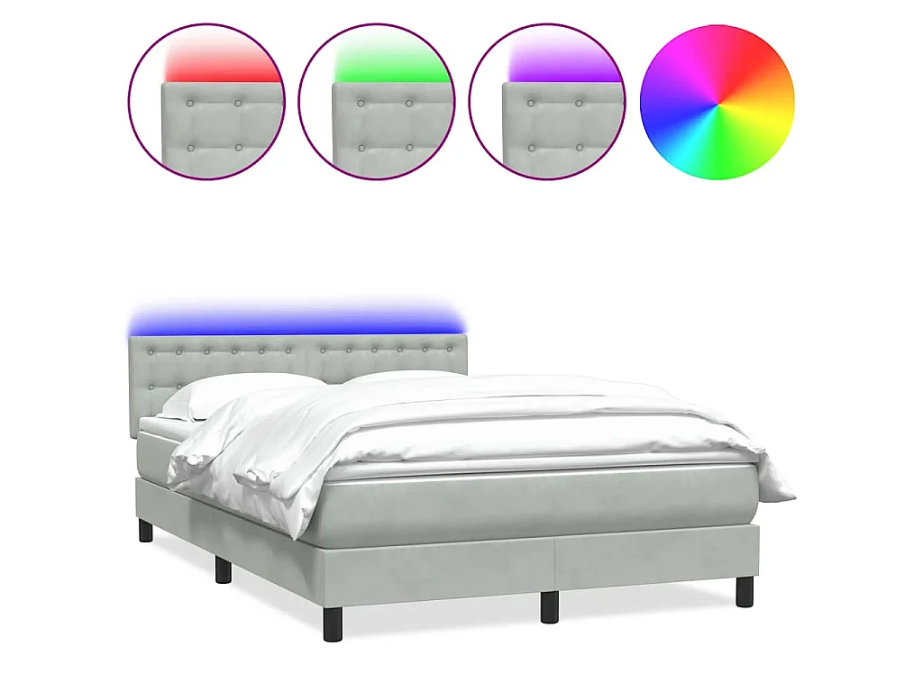 Boxspring met matras en LED fluweel lichtgrijs 160x220 cm