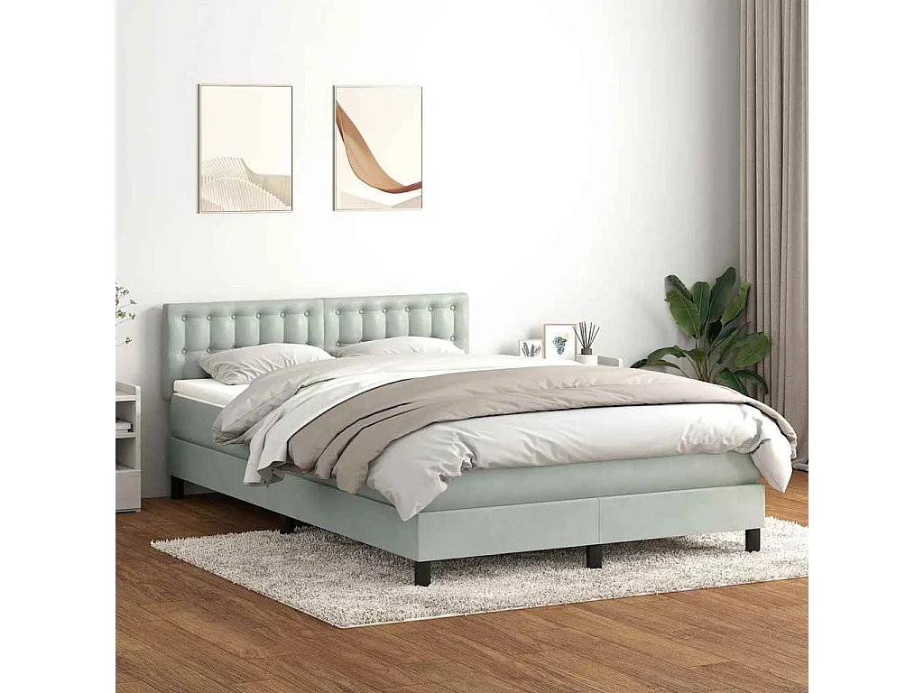 Boxspring met matras en LED fluweel lichtgrijs 160x220 cm