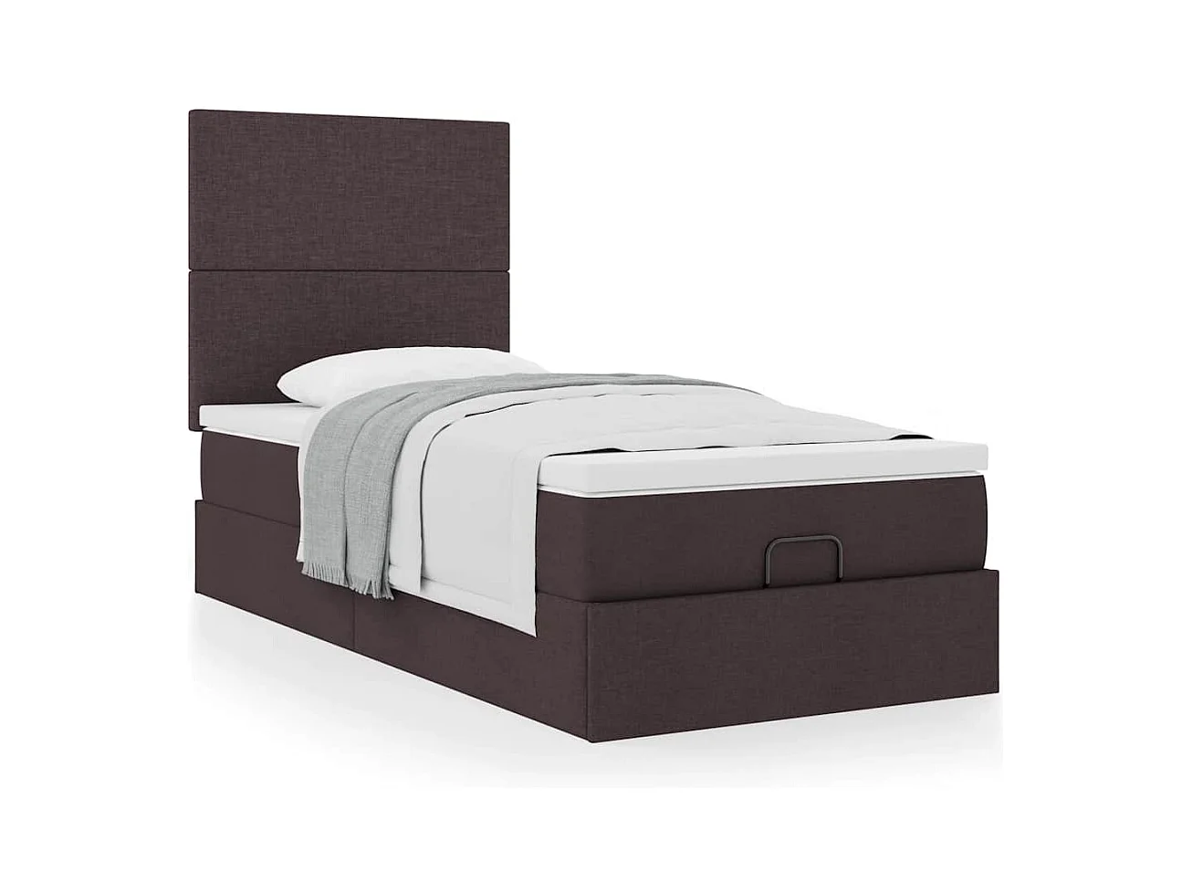 Ottoman-Bett mit Matratze Dunkelbraun 90x200 cm Stoff