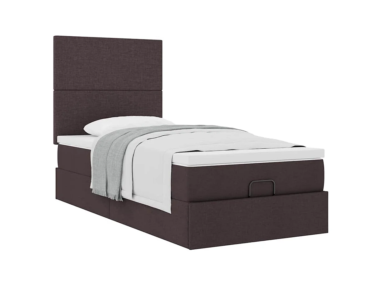 Ottoman-Bett mit Matratze Dunkelbraun 90x200 cm Stoff