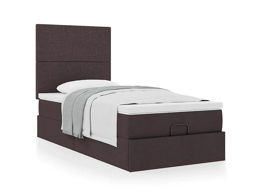 Ottoman-Bett mit Matratze Dunkelbraun 90x200 cm Stoff