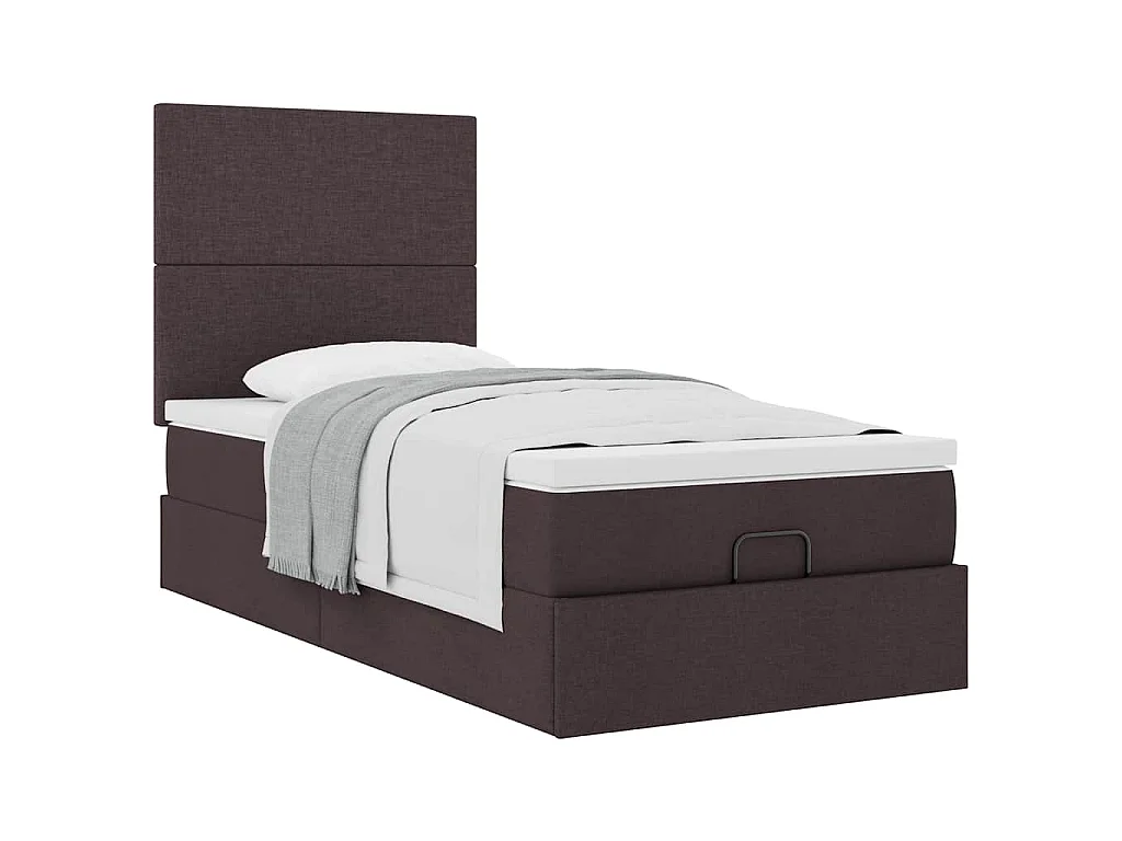 Ottoman-Bett mit Matratze Dunkelbraun 90x200 cm Stoff