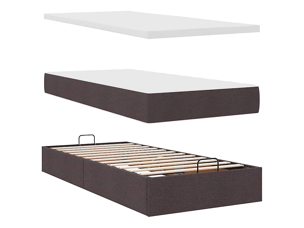 Ottoman-Bett mit Matratze Dunkelbraun 90x200 cm Stoff