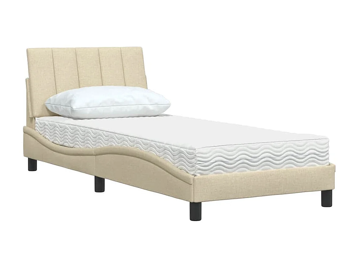 Bed met matras "Hanko" stof crèmekleurig 90x200 cm