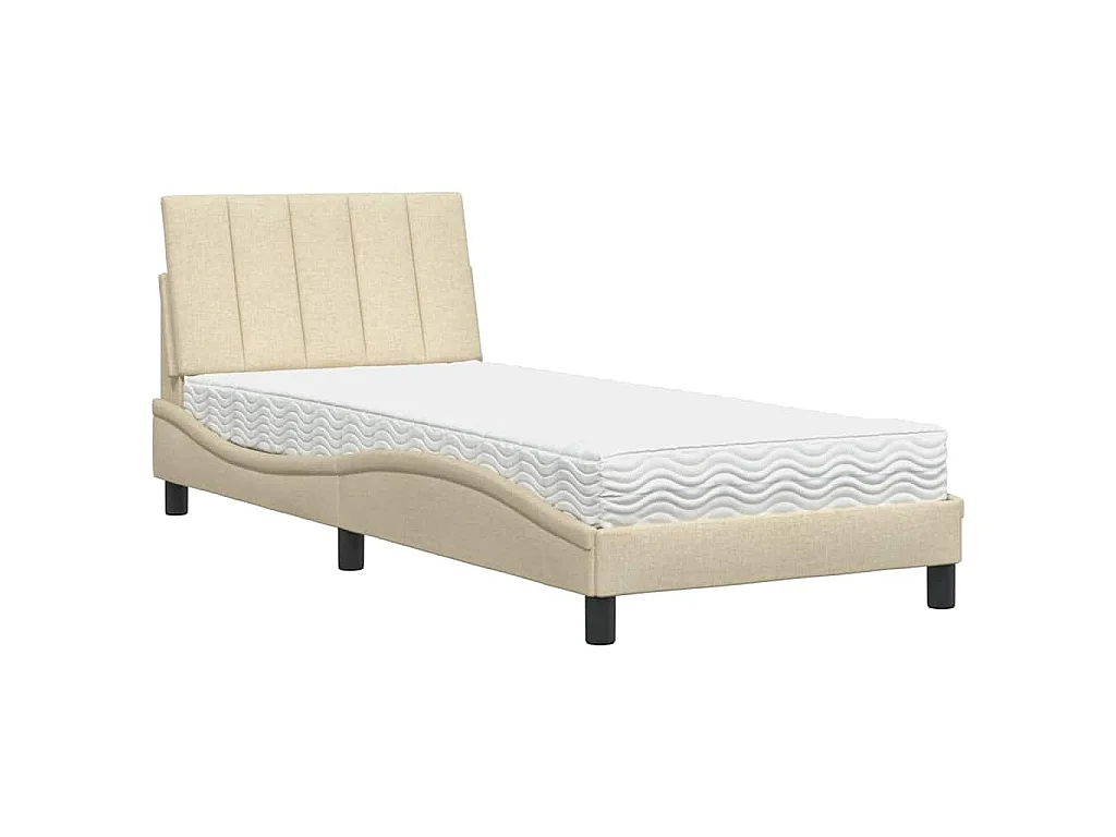 Bett mit Matratze "Hanko" Creme 90x200 cm Stoff