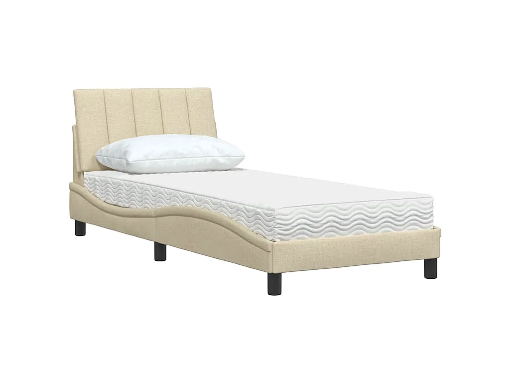 Bett mit Matratze "Hanko" Creme 90x200 cm Stoff