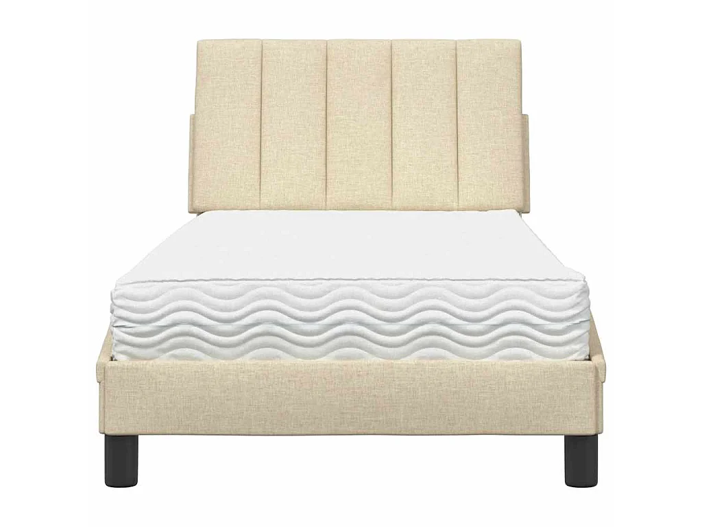 Bett mit Matratze "Hanko" Creme 90x200 cm Stoff
