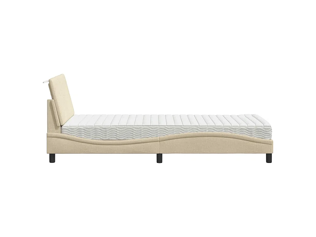 Bett mit Matratze "Hanko" Creme 90x200 cm Stoff