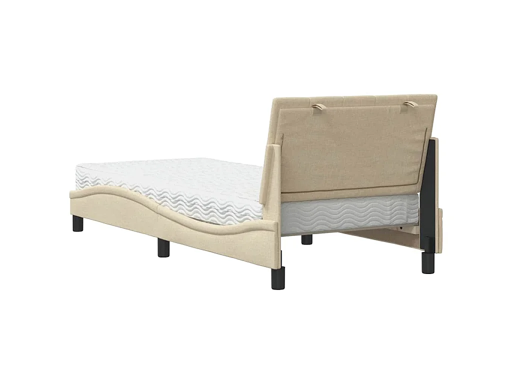 Bett mit Matratze "Hanko" Creme 90x200 cm Stoff