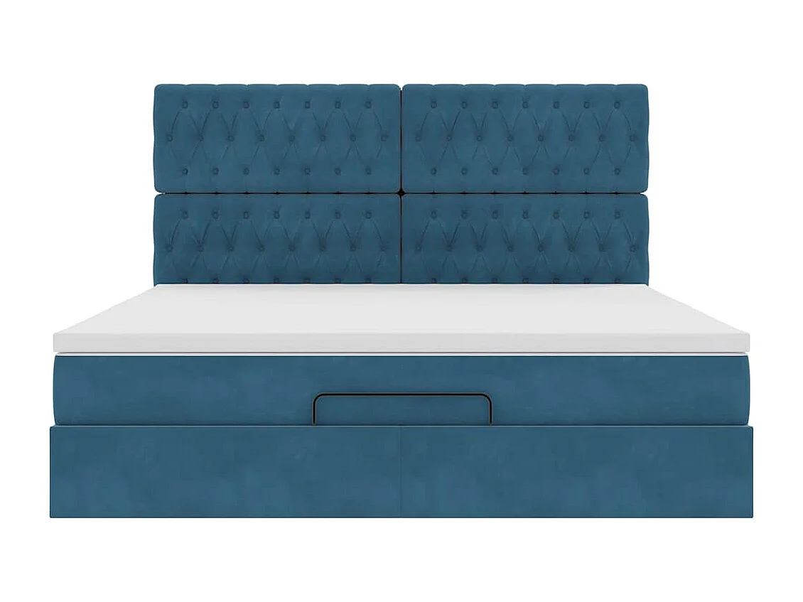 Ottoman-Bett mit Matratzen & LEDs Dunkelblau 160x200 cm Samt