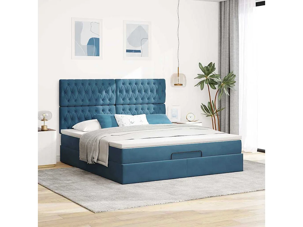 Ottoman bed met matrassen en LED's 160x200cm fluweel