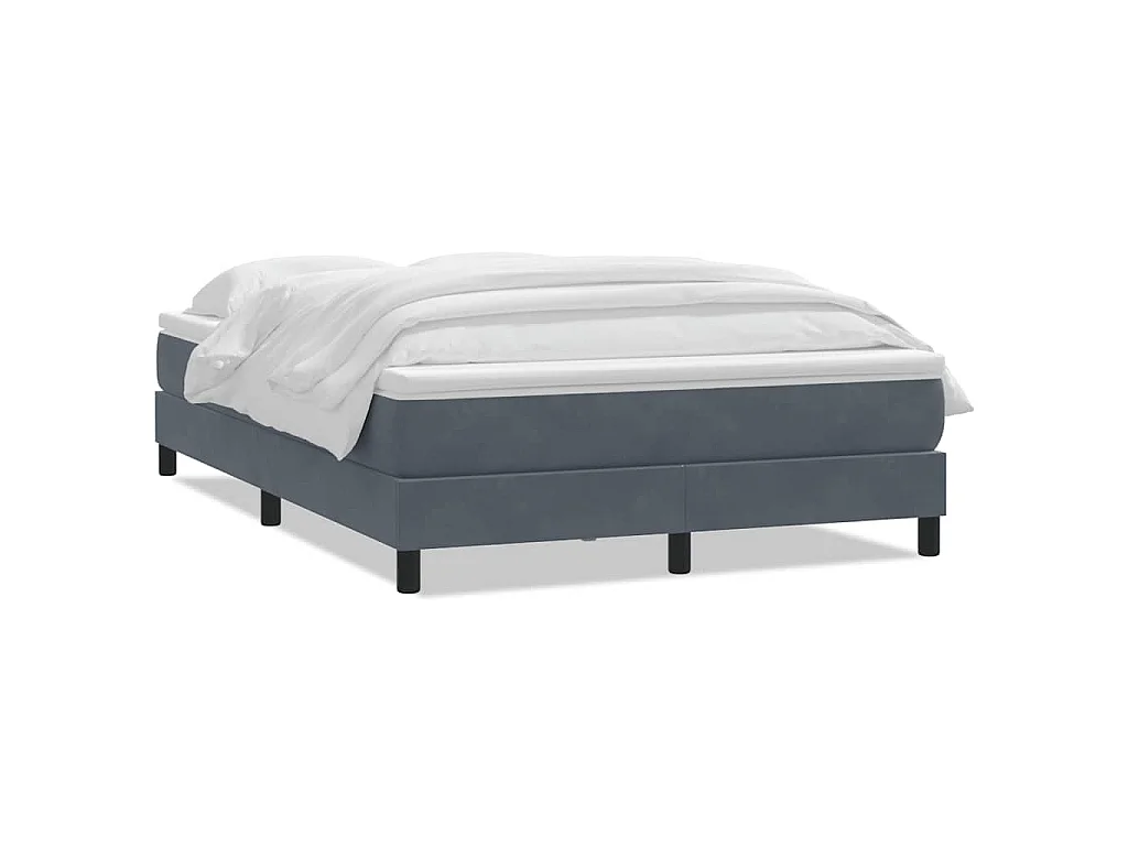 Sommier à lattes de lit et matelas gris foncé 160x210cm velours