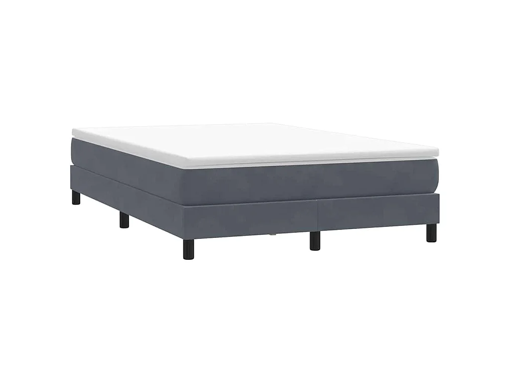 Sommier à lattes de lit et matelas gris foncé 160x210cm velours