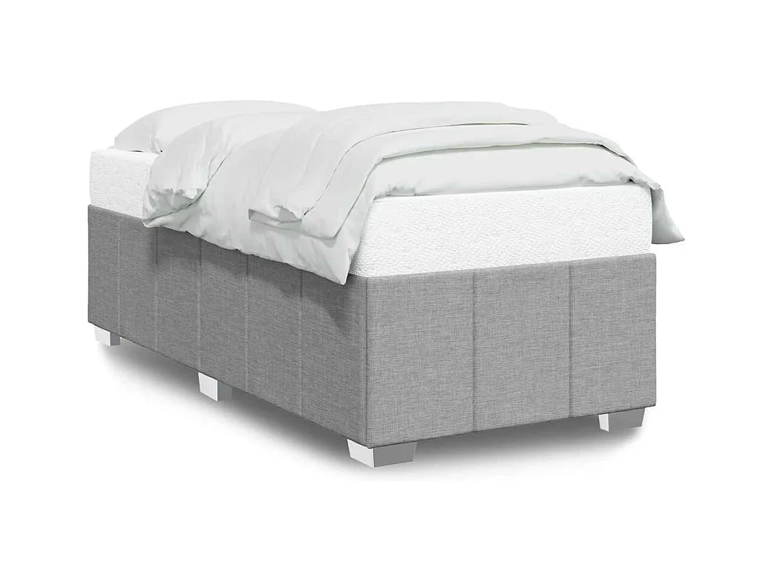 Cadre de lit sans matelas gris clair 100x200 cm tissu