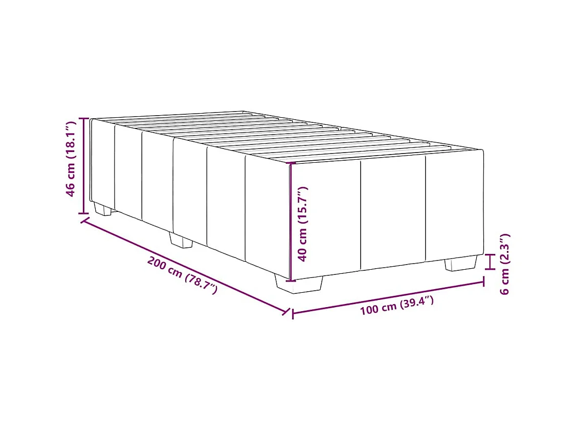 Cadre de lit sans matelas gris clair 100x200 cm tissu