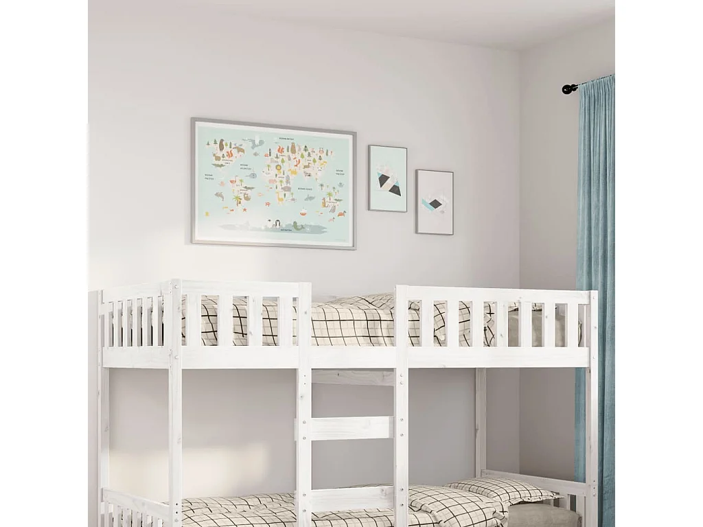 Lit pour enfants sans matelas blanc 90x190cm bois de pin massif