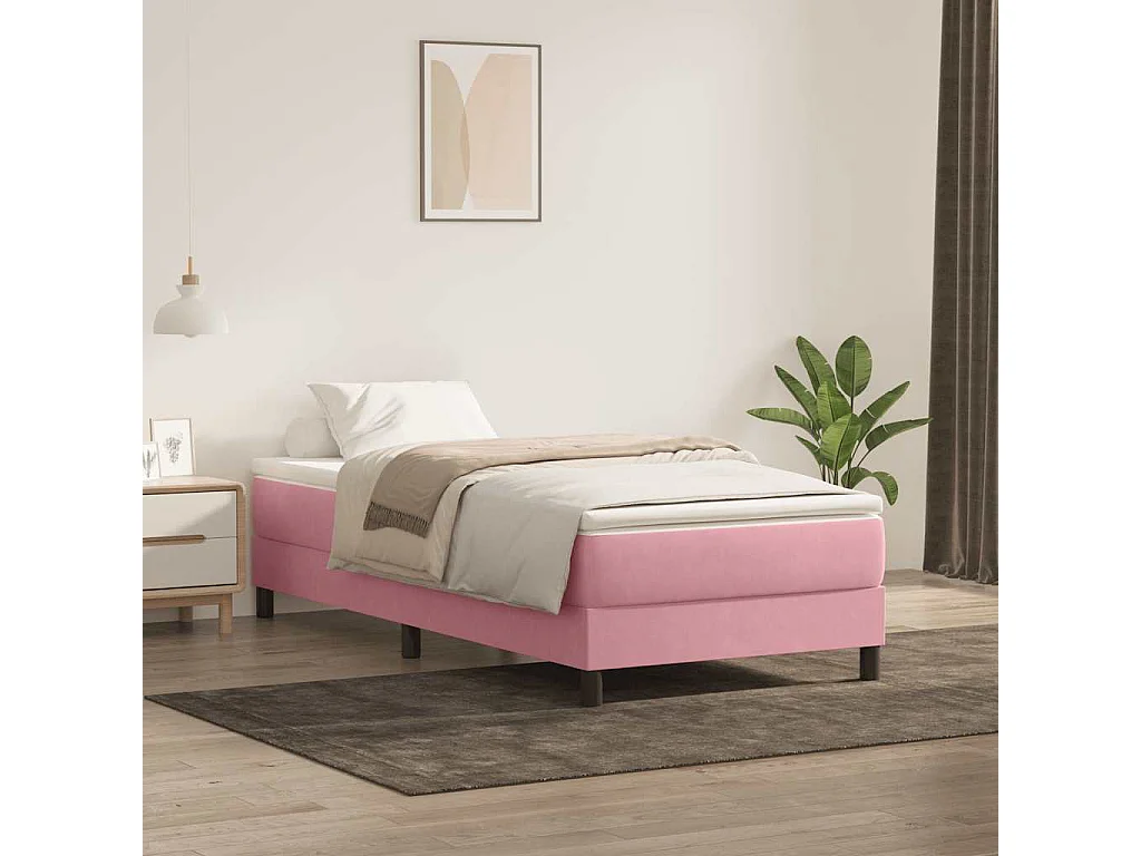 Giroletto a Molle senza Materasso Rosa 100x210 cm in Velluto