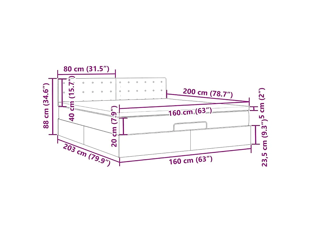 Cadre de lit ottoman avec matelas vert foncé 160x200 cm velours