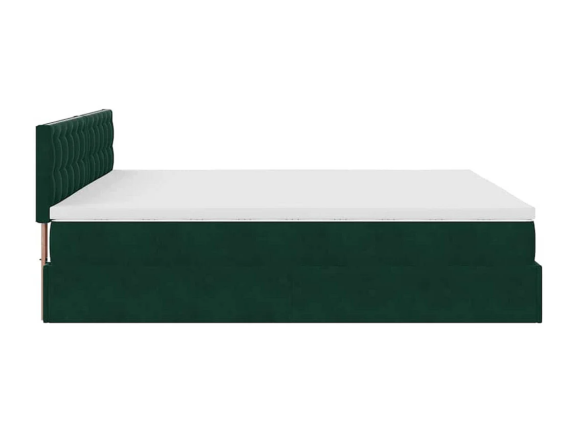 Cadre de lit ottoman avec matelas vert foncé 160x200 cm velours