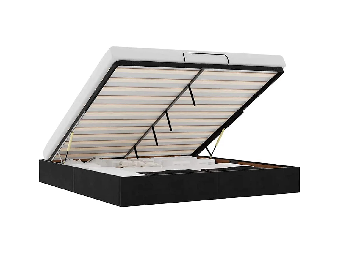 Cadre de lit ottoman avec matelas noir 180x200 cm velours