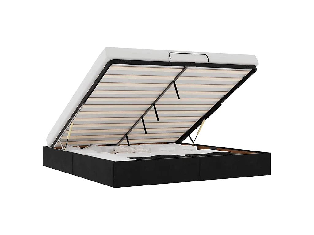Ottoman-Bett ohne Matratze Schwarz 180x200 cm Samt