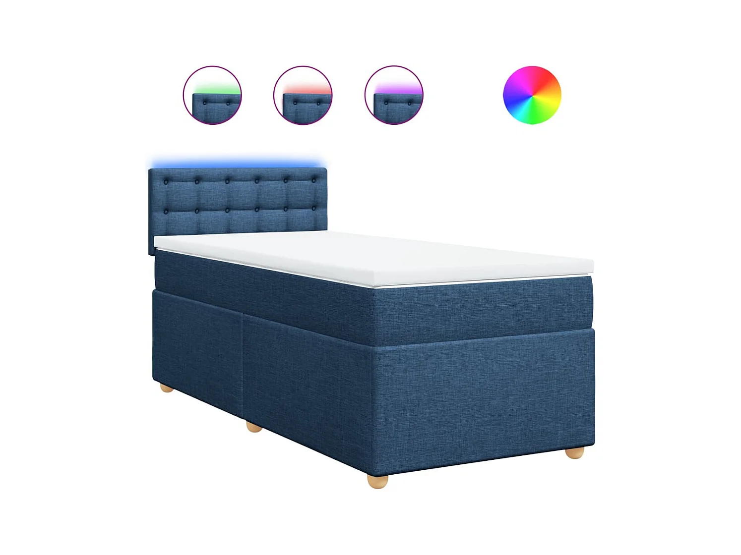 Sommier à lattes de lit avec matelas Bleu 100x200 cm Tissu