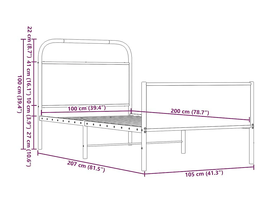 Bedframe zonder matras bewerkt hout bruin eikenkleur 100x200 cm