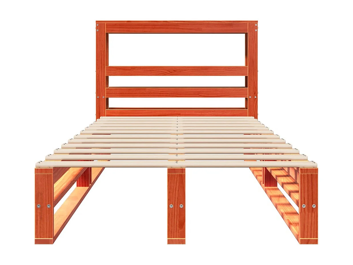 Bedframe zonder matras massief grenenhout wasbruin 100x200 cm