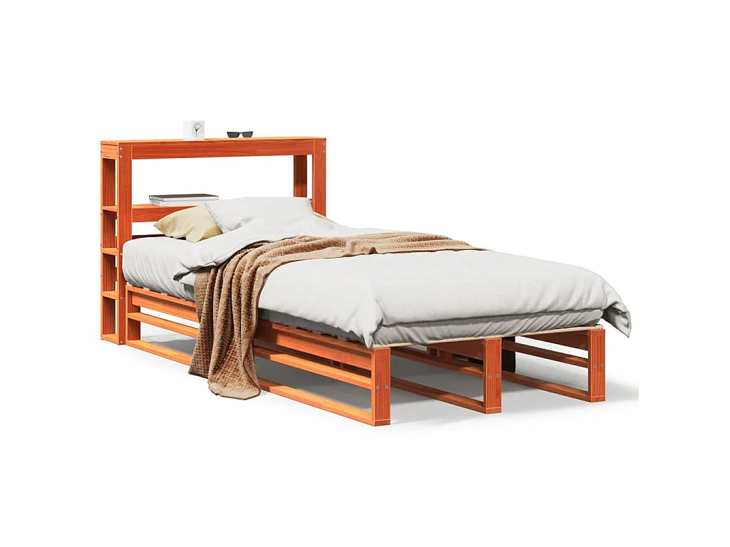 Letto senza Materasso Marrone Cera 100x200 cm in Legno di Pino