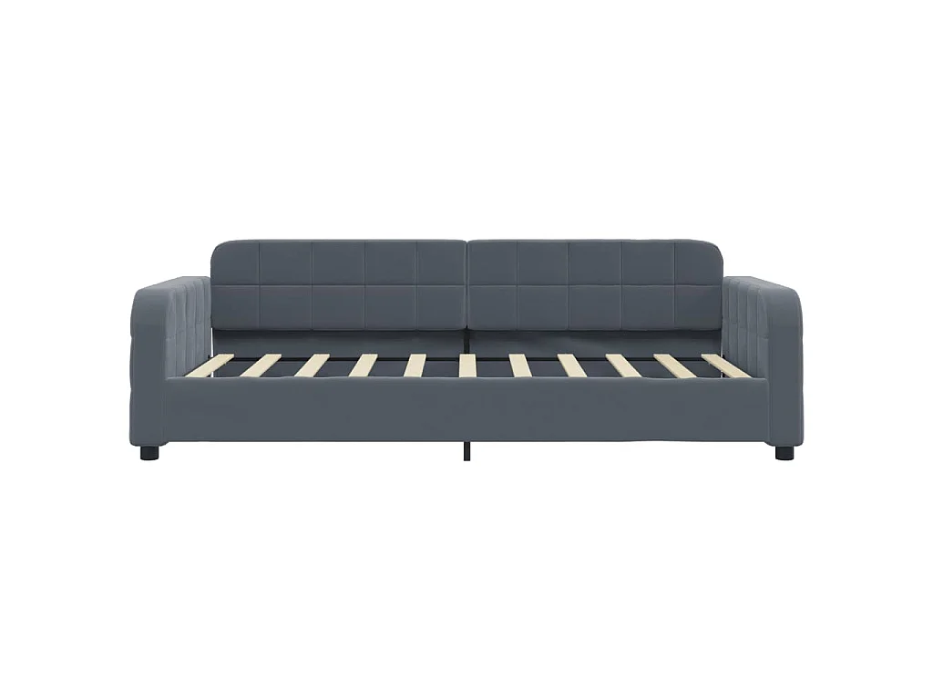 Slaapbank met onderschuifbed 90x190 cm fluweel donkergrijs