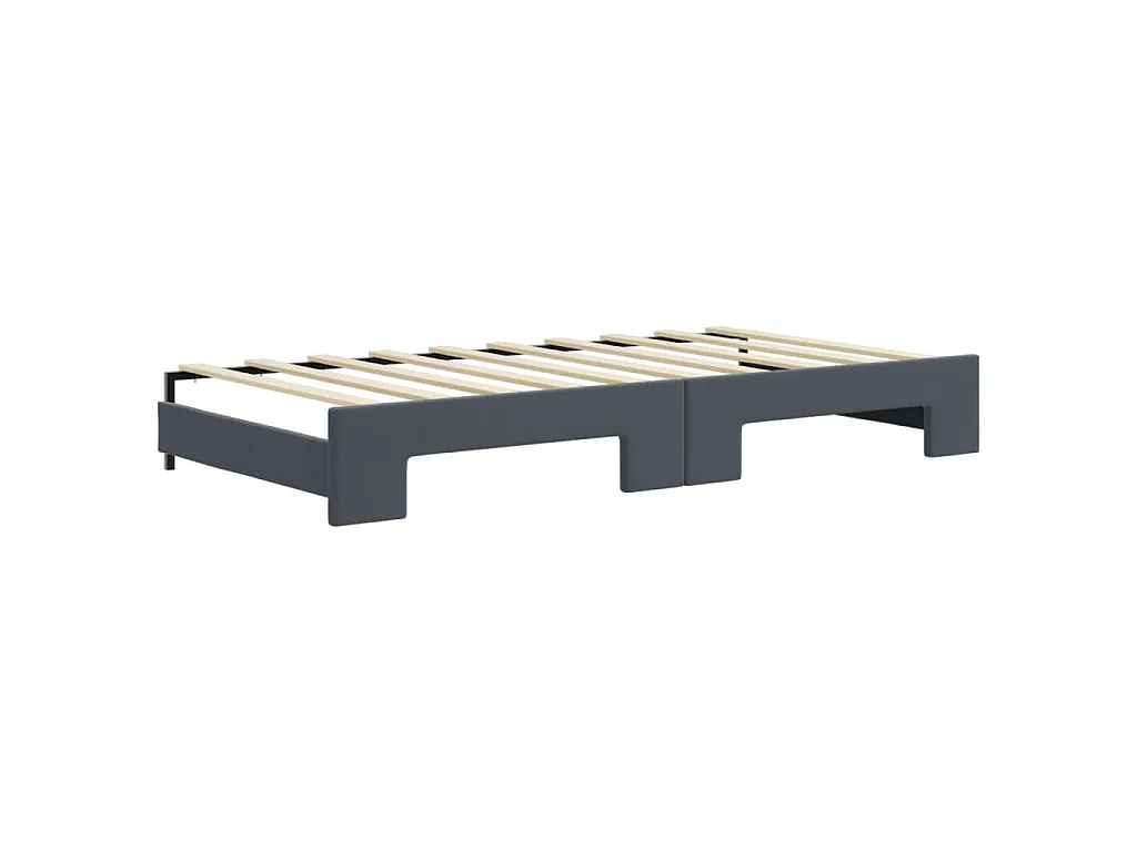 Slaapbank met onderschuifbed 90x190 cm fluweel donkergrijs