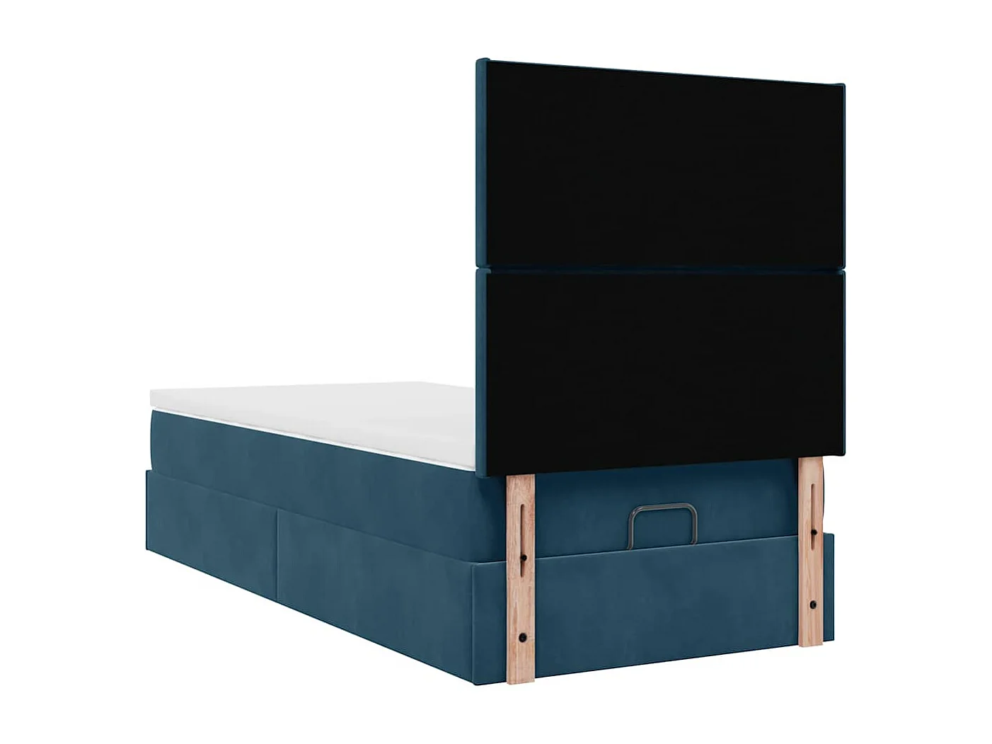 Estrutura cama otomana com colchões azul escuro 90x190cm veludo