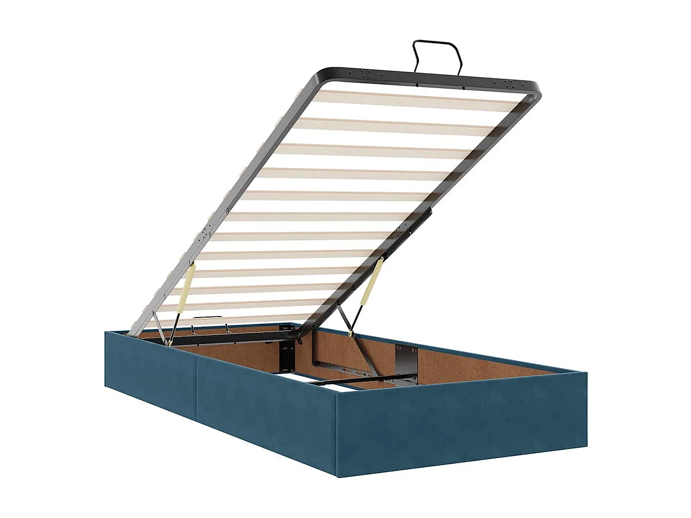 Estrutura cama otomana com colchões azul escuro 90x190cm veludo