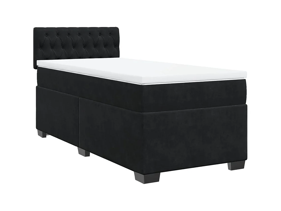 Boxspringbett mit Matratze Schwarz 90x200 cm Samt