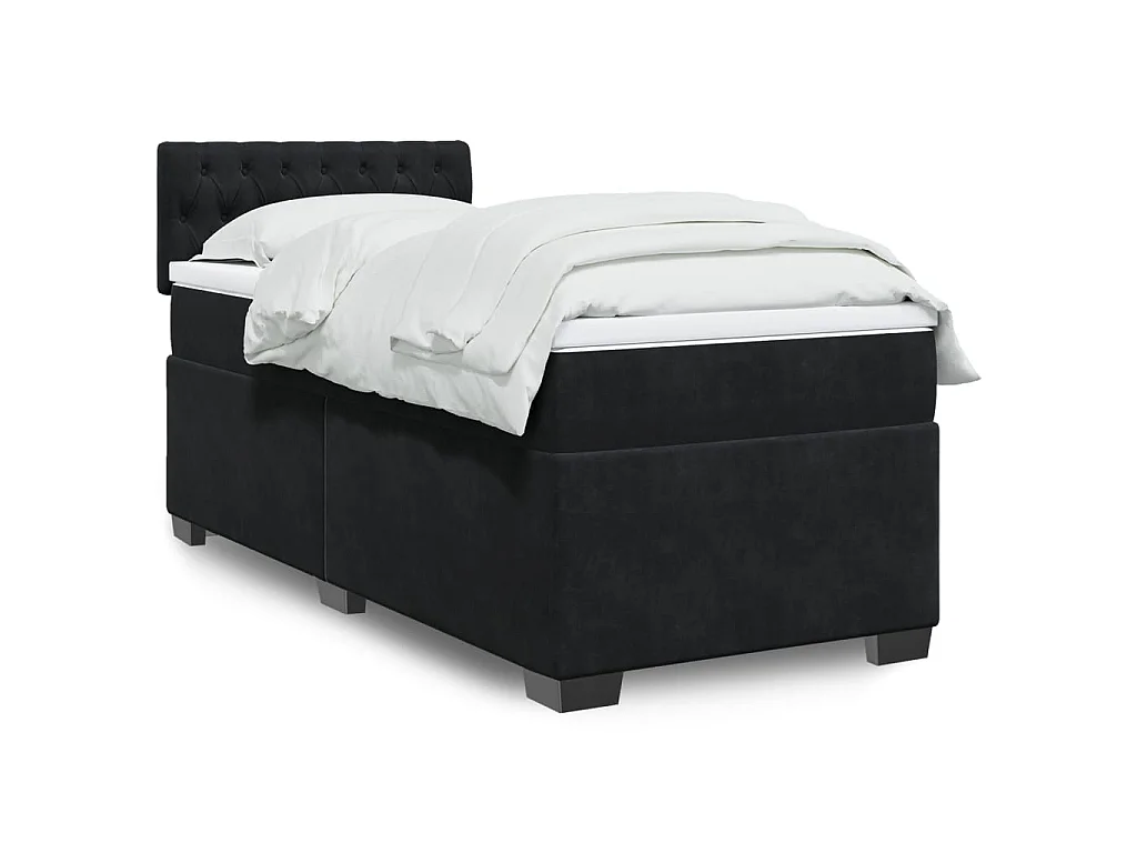 Boxspring met matras fluweel zwart 90x200 cm