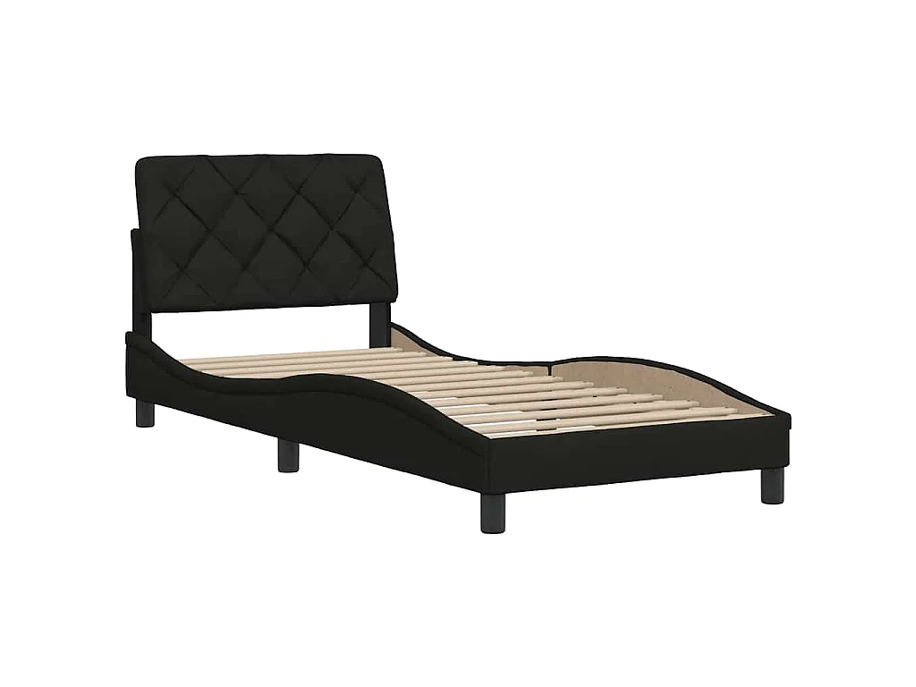Estrutura de cama sem colchão 90x190 cm tecido preto