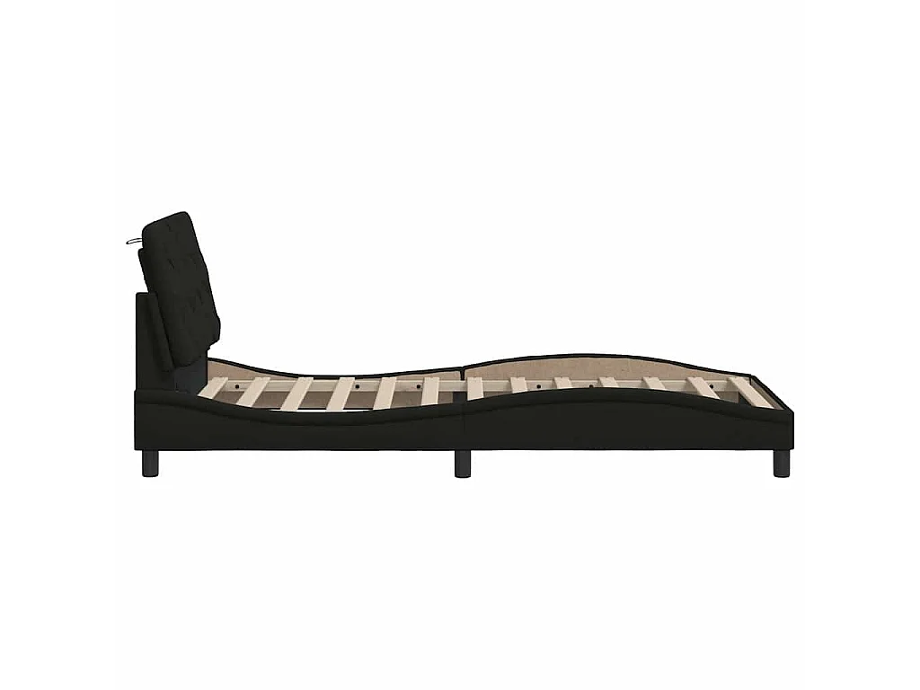 Estrutura de cama sem colchão 90x190 cm tecido preto