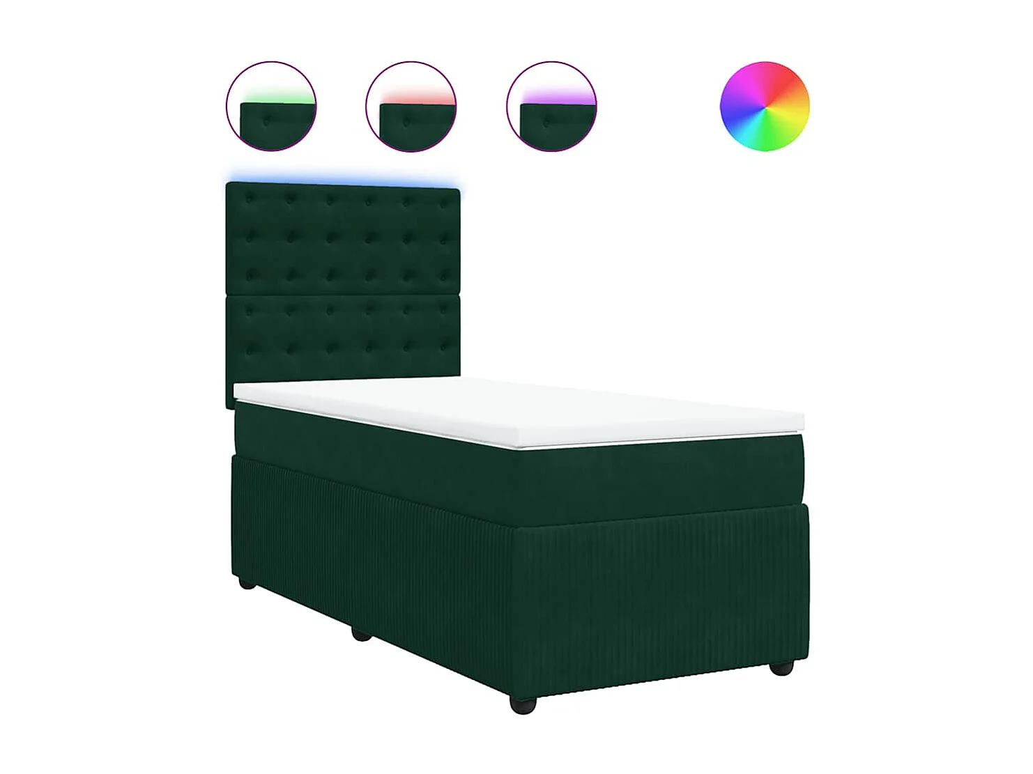 Cama com molas/colchão 90x190 cm veludo verde-escuro