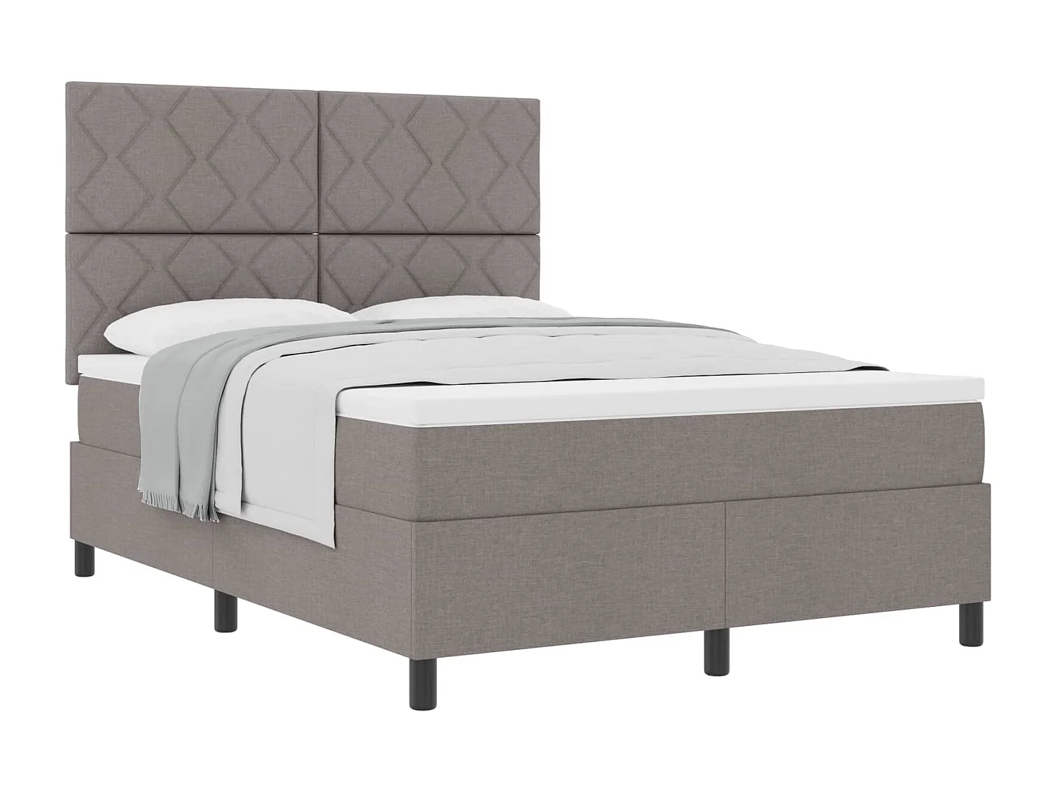 Lit à ressorts avec matelas Taupe 160 x 200 cm tissu
