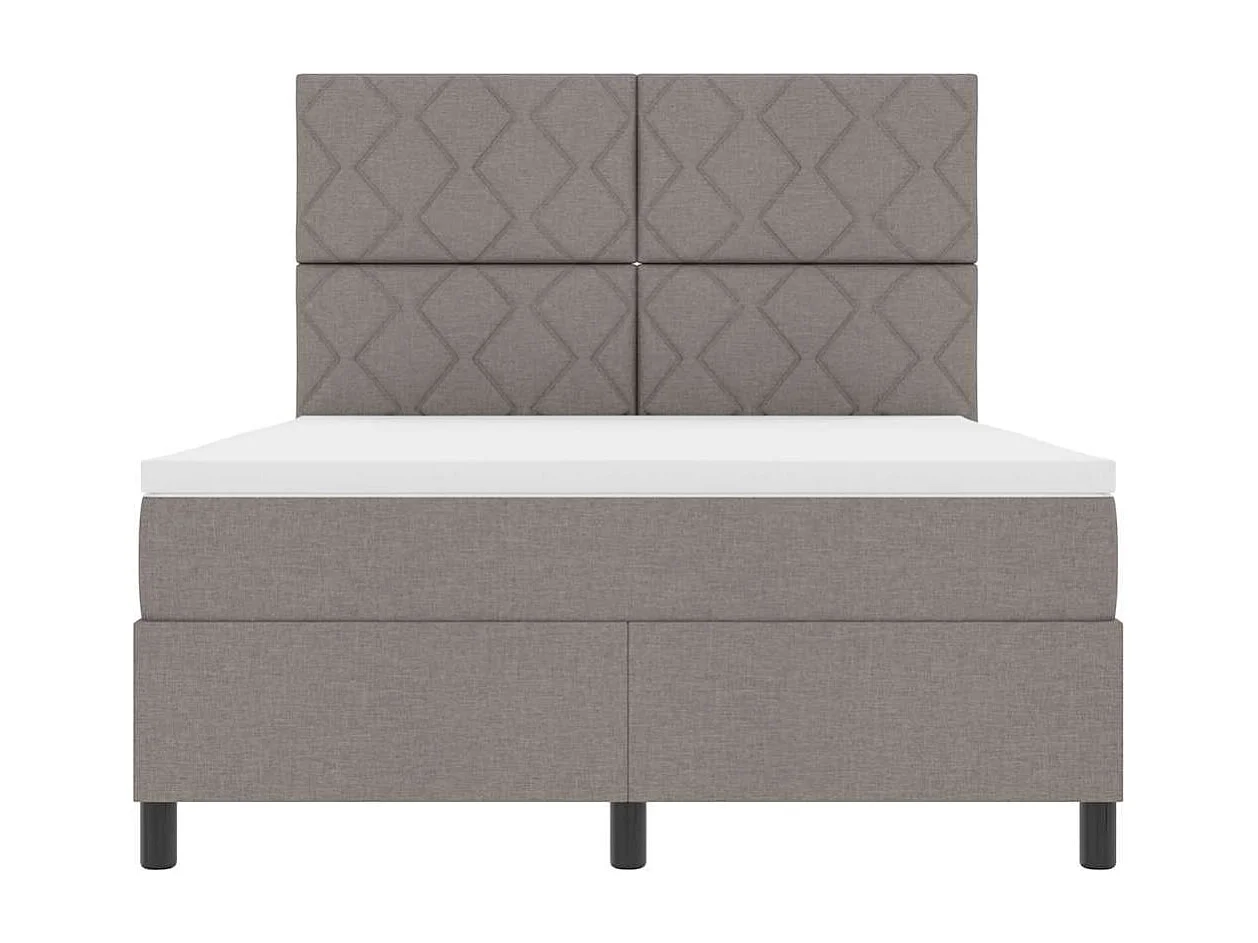 Lit à ressorts avec matelas Taupe 160 x 200 cm tissu